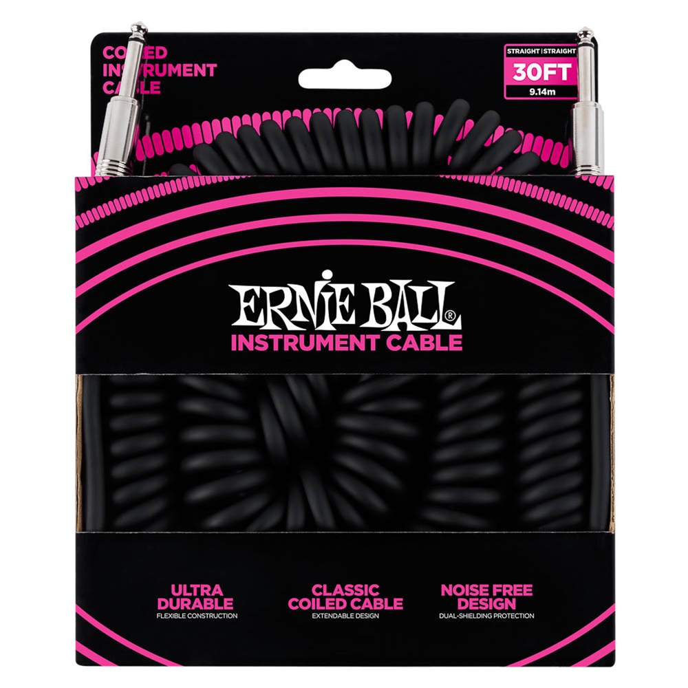 Ernie Ball P06044 Ultraflex 30' Coiled Instrument Cable - Black