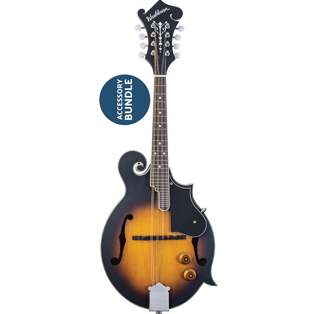 Washburn M3EK-A-U F -Style Mandolin Pack-Tobacco Sunburst