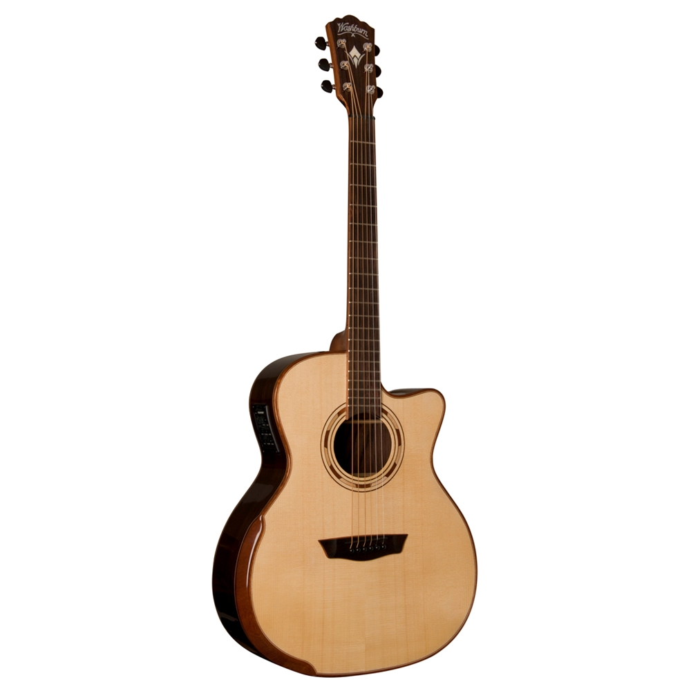 Washburn WCG25SCE-O-U Solid Sitka Spruce Top Grand Auditorium Cutaway Acoustic Electric Guitar, Natural