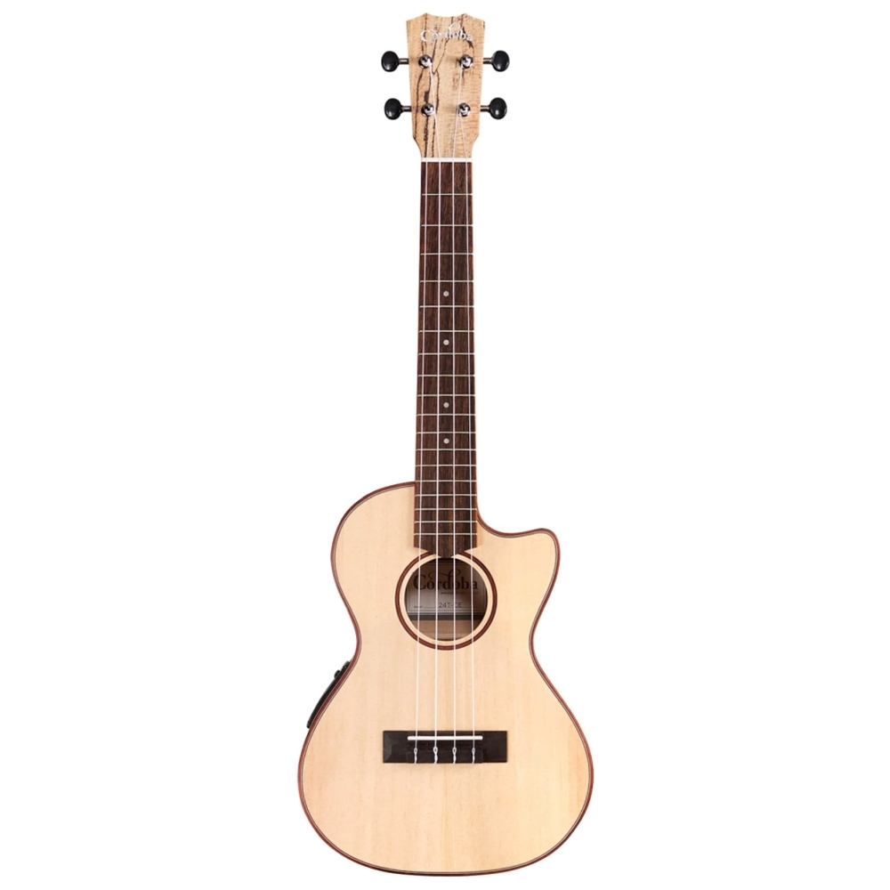Cordoba 24TCESPTENORUKE 24T Tenor Acoustic Electric Ukulele, Spruce/Spalted Maple