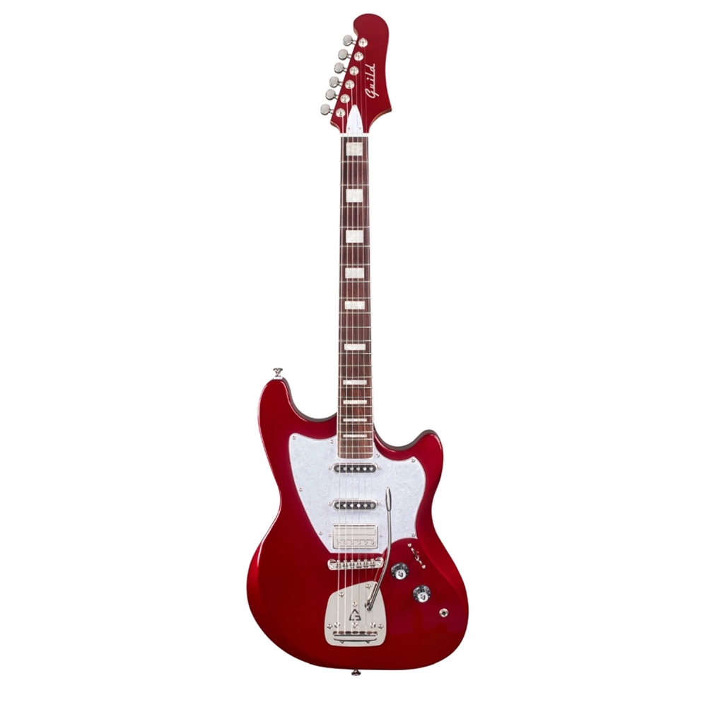 Guild SURFLINERDLXSCR Surfliner Deluxe Solid Body Electric Guitar, Scarlett Red Metallic