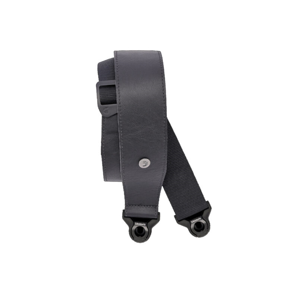 D'Addario 25BAL00 2.5’’ Comfort Leather Auto Lock Guitar / Bass Strap, Black