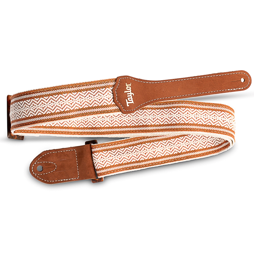 4014-20 Taylor Academy, White/Brown Jacquard Cotton 2" Strap with Amber Buckle