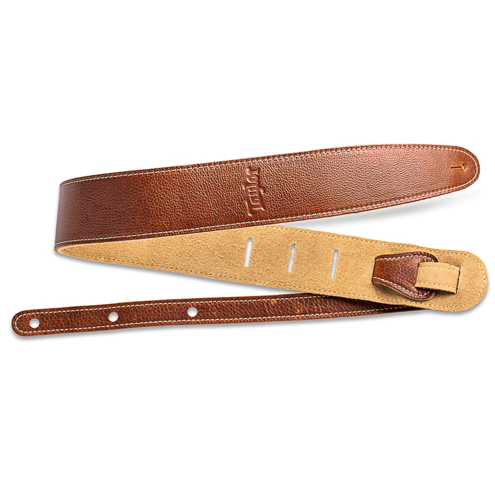 Taylor  4100-25 Leather Guitar / Bass Strap, Suede Back, Brown, 2.5"