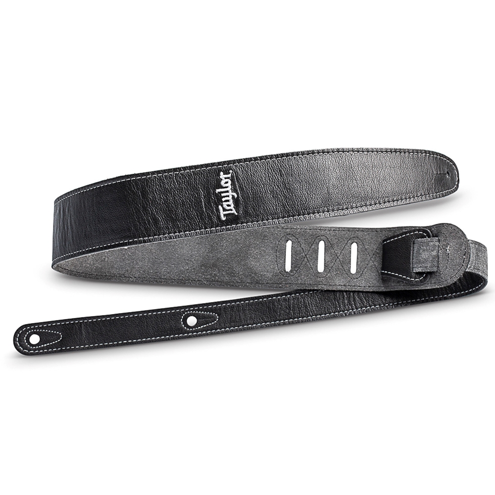 Taylor  4102-25 Strap,Black Leather,Suede Back,2.5" Black Leather,Silver Logo