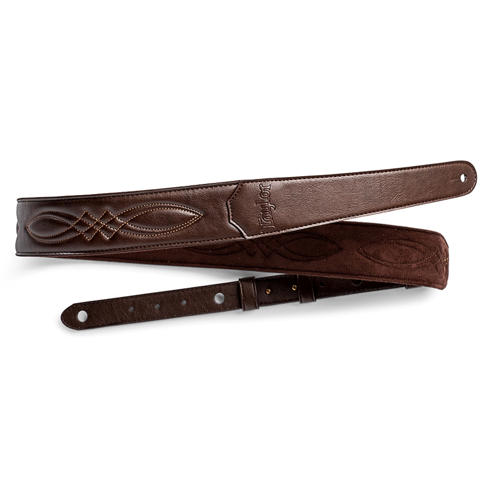 Taylor  4200-20 Vegan Leather Strap, Chocolate Brown w/ Stitching,2.0",Embossed Logo