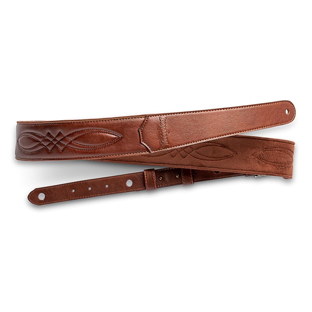 Taylor  4201-20 Vegan Leather Strap,Med Brown w/Stitching 2.0",Embossed Logo