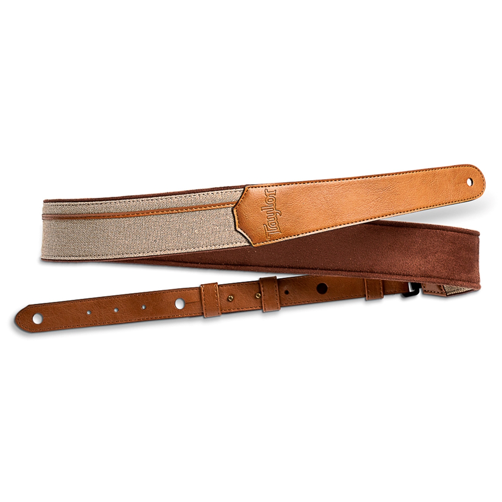 Taylor  4203-25 Vegan Leather Strap, Tan w/Natural  Textile,2.5",Embossed Logo