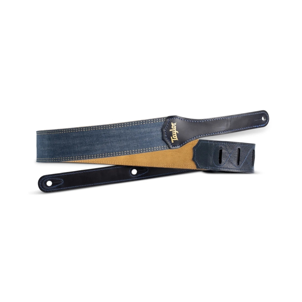 Taylor 4301-20 Blue Denim 2" Guitar Strap, Gold Logo