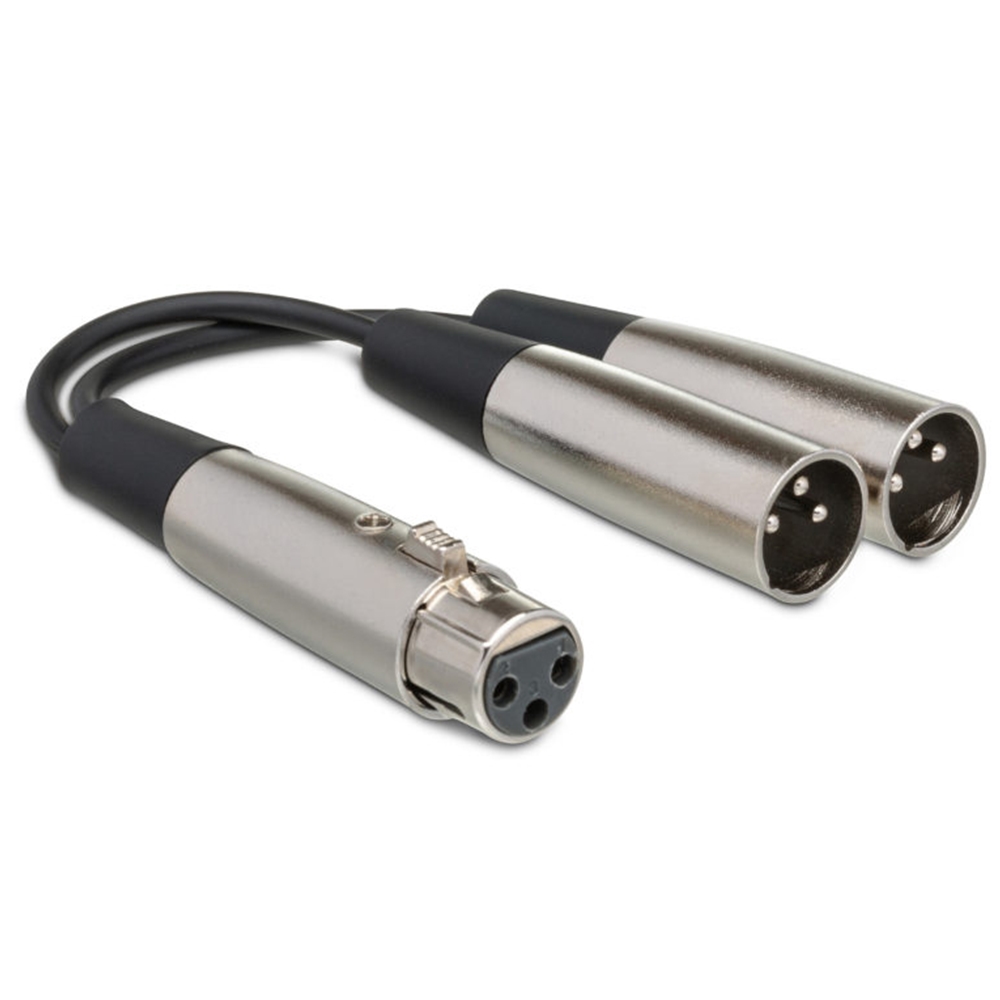 Hosa  YXM-121 Y Cable, XLR3F to Dual XLR3M, 6 in