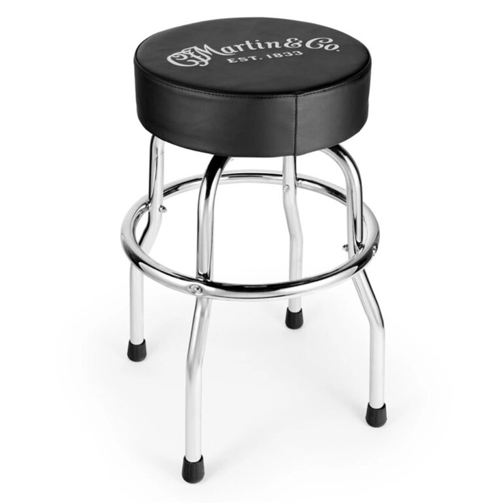 Martin 18N0399 Chrome / Black Barstool, White Logo