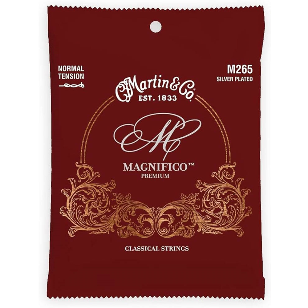 Martin M265 Magnifico Classical Guitar String Set, Normal Tension, Silverplated, Tie End