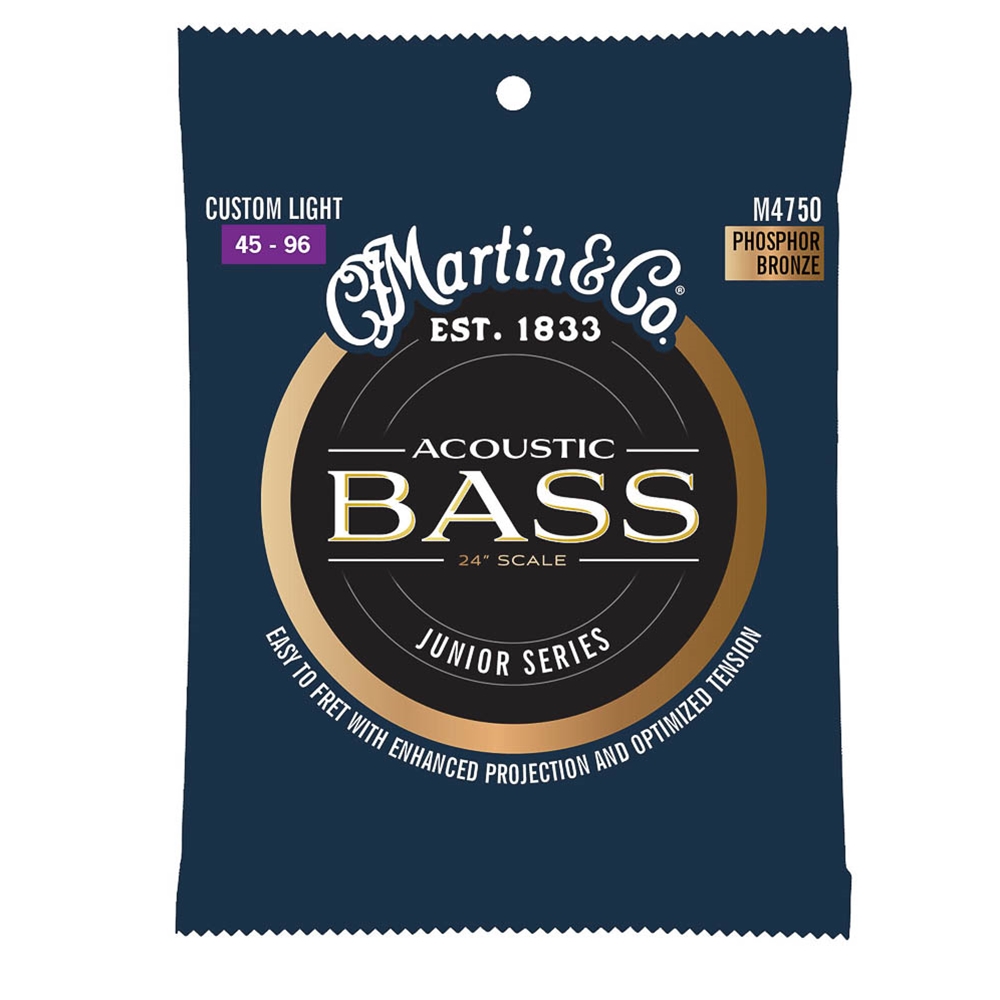 Martin M4750 Short-Scale Acoustic Bass Guitar String Set, 4 String, Custom Light