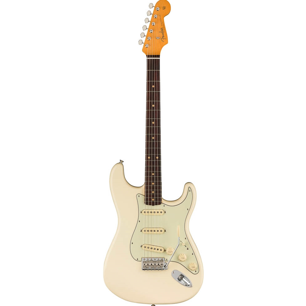 Fender 0110250805 American Vintage II 1961 Stratocaster Electric Guitar w/Vintage-Style Brown (Orange Interior) Hardshell Case, Olympic White