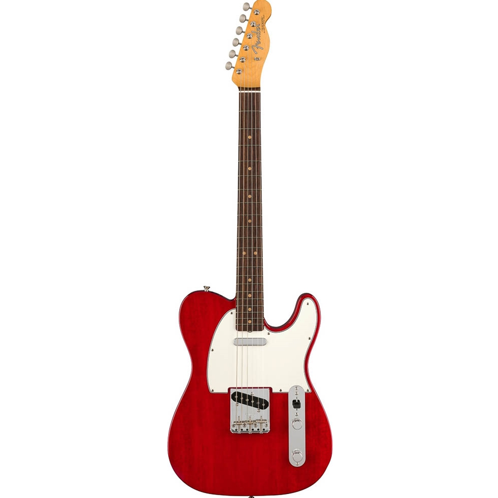 Fender 0110380838 American Vintage II 1963 Telecaster Electric Guitar w/Vintage-Style Brown (Orange Interior) Hardshell Case, Crimson Red Transparent