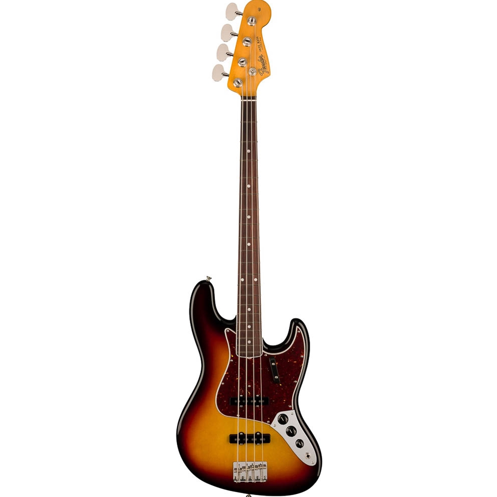 Fender 0190170800 American Vintage II 1966 Jazz Electric Bass Guitar w/Vintage-Style Black (Orange Interior) Hardshell Case, 3-Color Sunburst