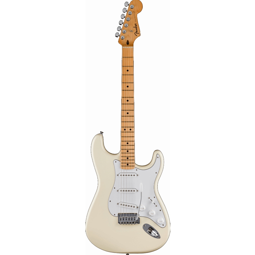 Fender 0266220505 Standard Stratocaster® Electric Guitar, Maple Fingerboard, White Pickguard, Olympic White