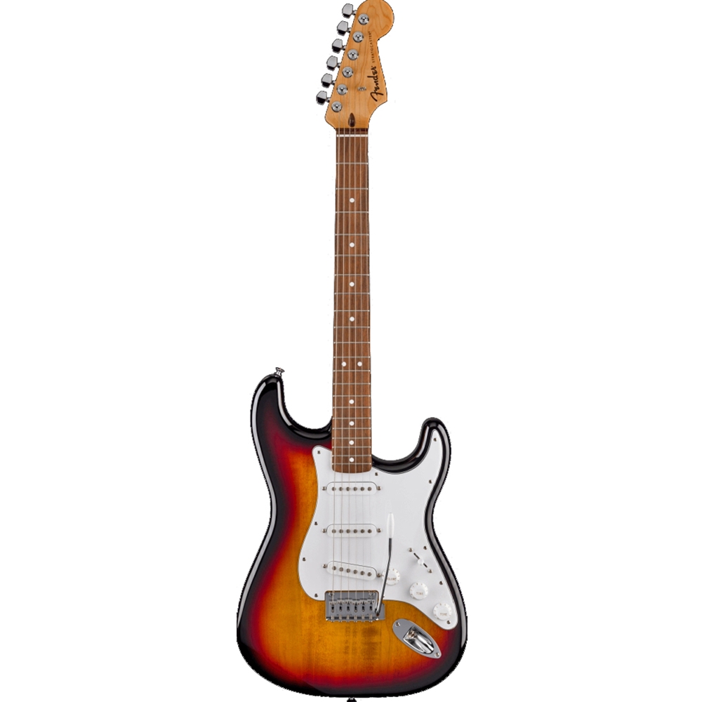 Fender 0266240500 Standard Stratocaster® Electric Guitar, Laurel Fingerboard, White Pickguard, 3-Color Sunburst