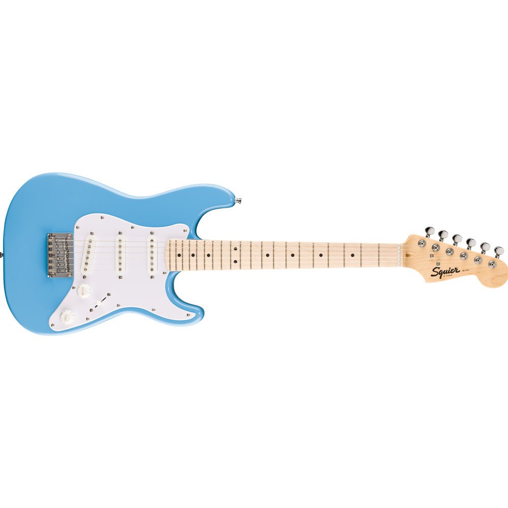 Squier 0370122526 Mini Stratocaster®, Maple Fingerboard, White Pickguard, California Blue