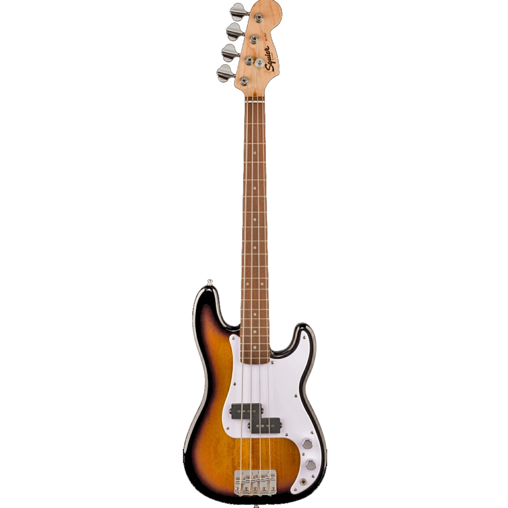 Squier 0370127503 Mini Precision Bass®, Laurel Fingerboard, White Pickguard, 2-Color Sunburst