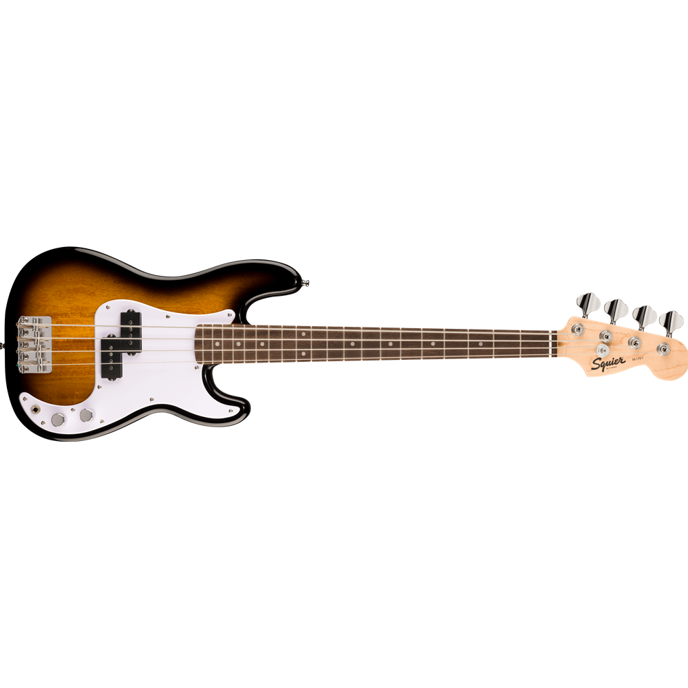 Squier 0370127503 Mini Precision Bass®, Laurel Fingerboard, White Pickguard, 2-Color Sunburst