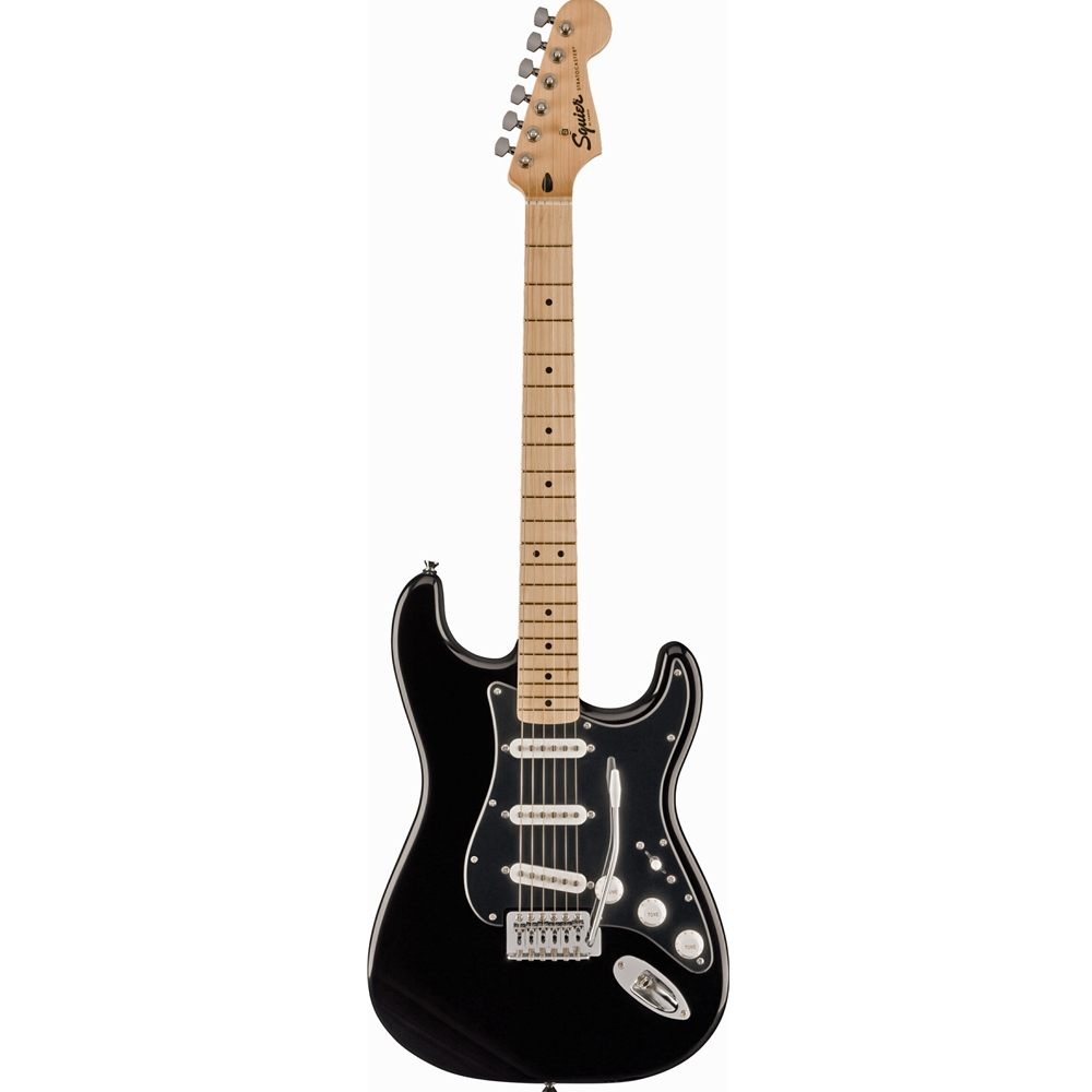 0373154506 FSR Squier Sonic Stratocaster Electric Guitar, Maple Fingerboard, Black Pickguard, Black
