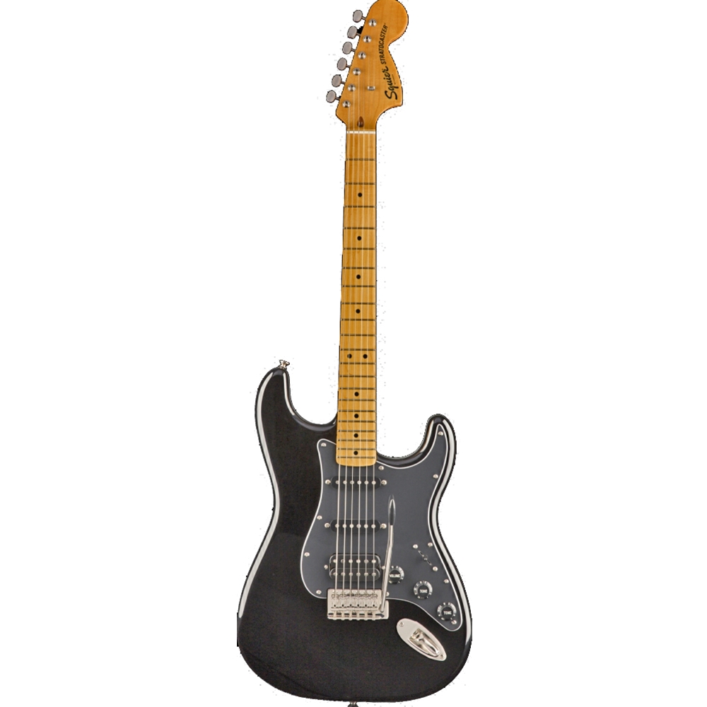 Squier 0374023506 Classic Vibe '70s Stratocaster Electric Guitar HSS, Black