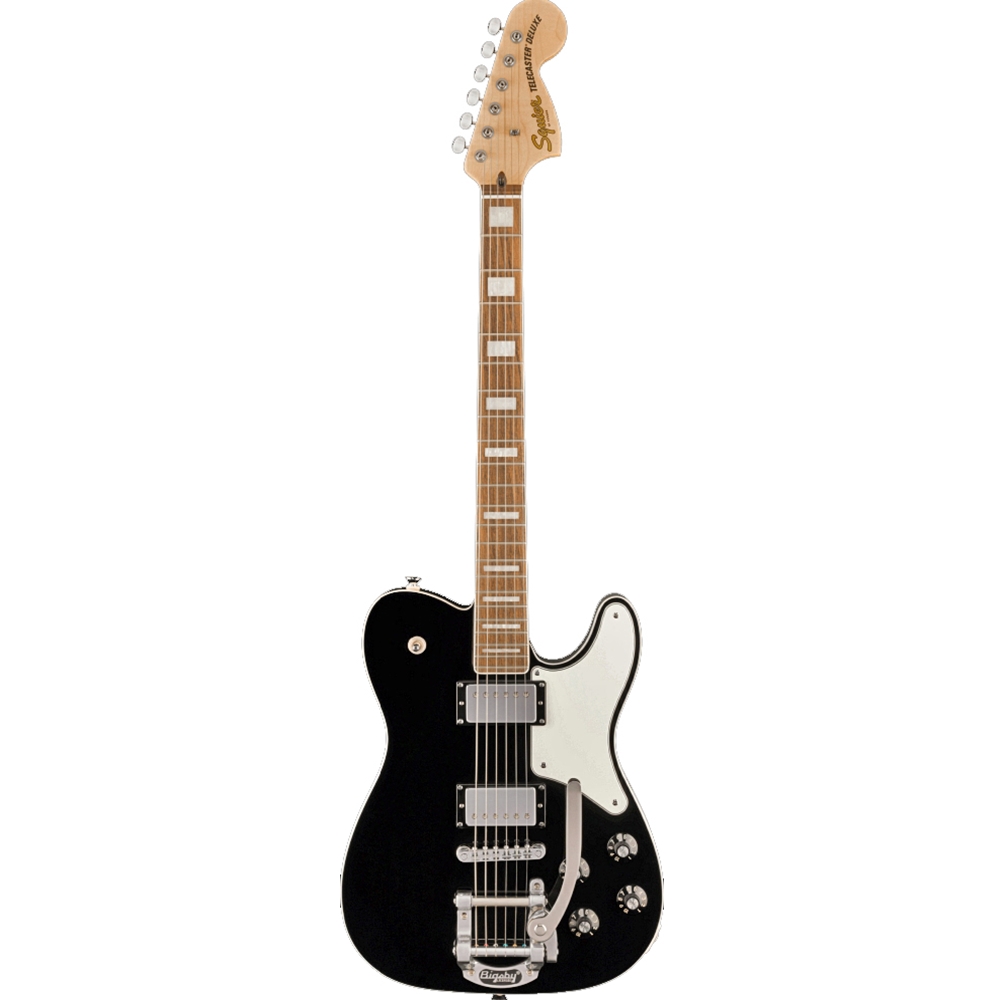Squier 0377065506 Paranormal Troublemaker Telecaster® Electric Guitar w/ Deluxe Bigsby®, Parchment Pickguard, Black