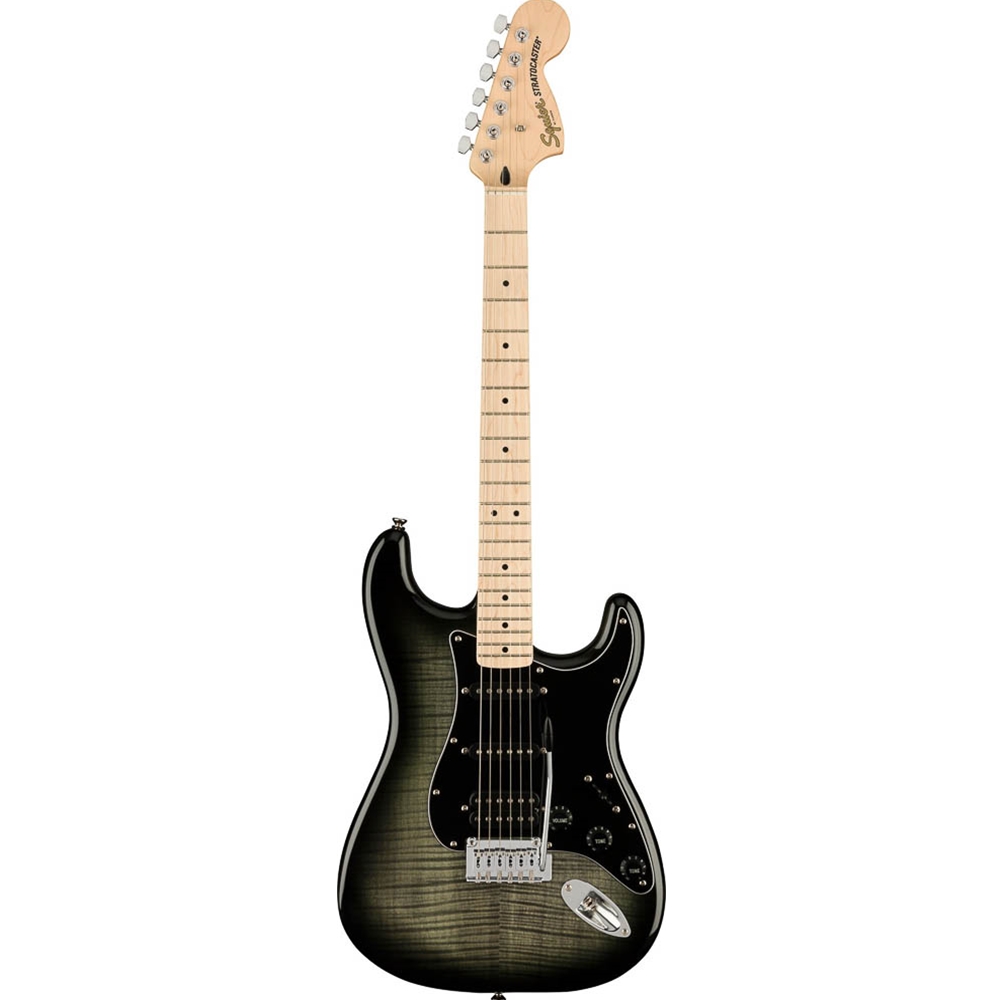 Squier 0378153539 Affinity Series Stratocaster Electric Guitar FMT HSS, Black Burst