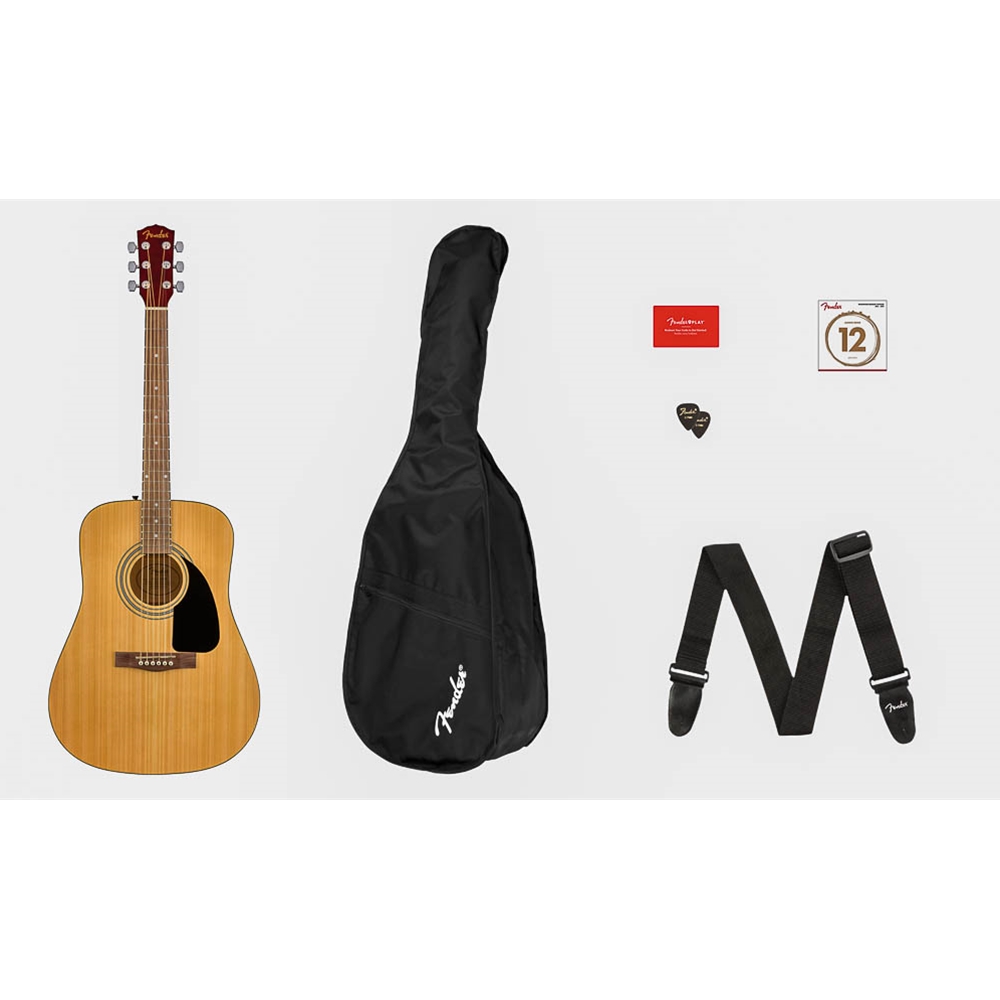 Fender 0971210721 FA-115 Dreadnought Acoustic Guitar Pack w/Gig Bag, Natural