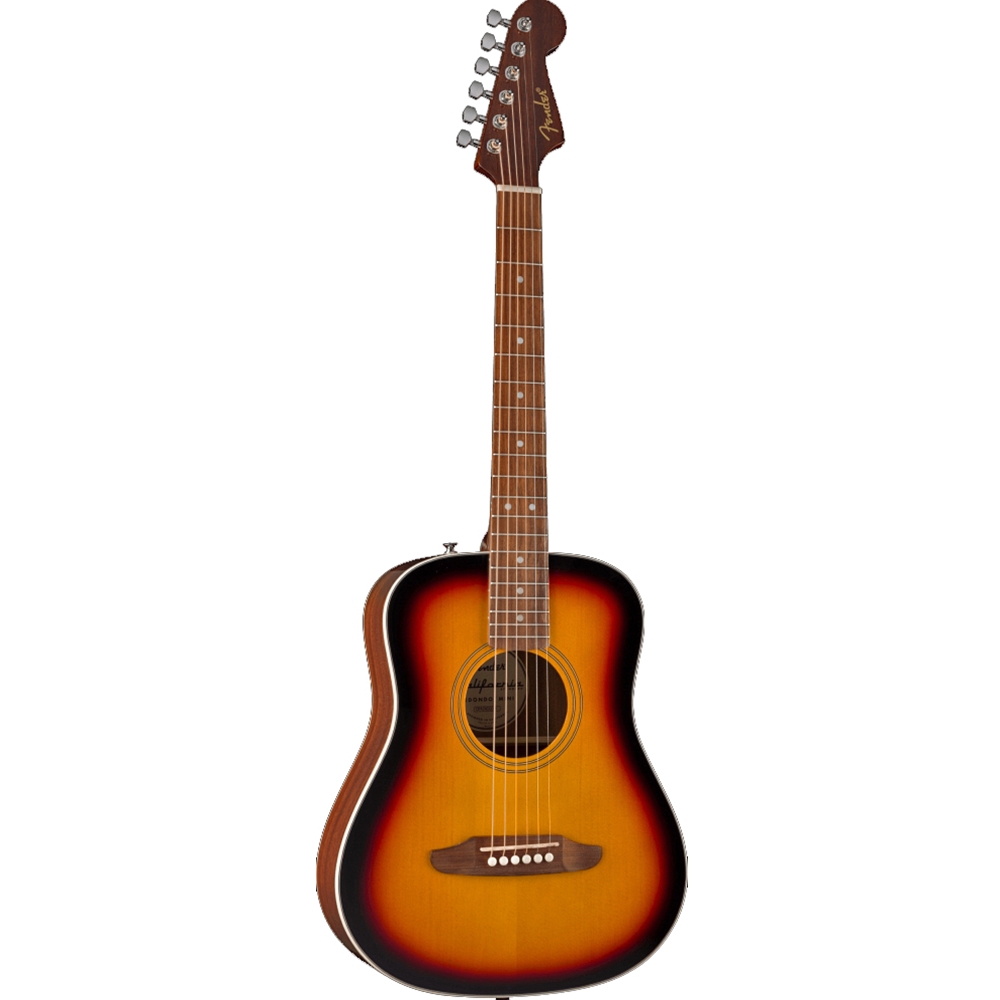 Fender 0974101100 California Standard Redondo Mini Acoustic Guitar w/ Bag, Spruce Top, 3-Color Sunburst w/Gig Bag