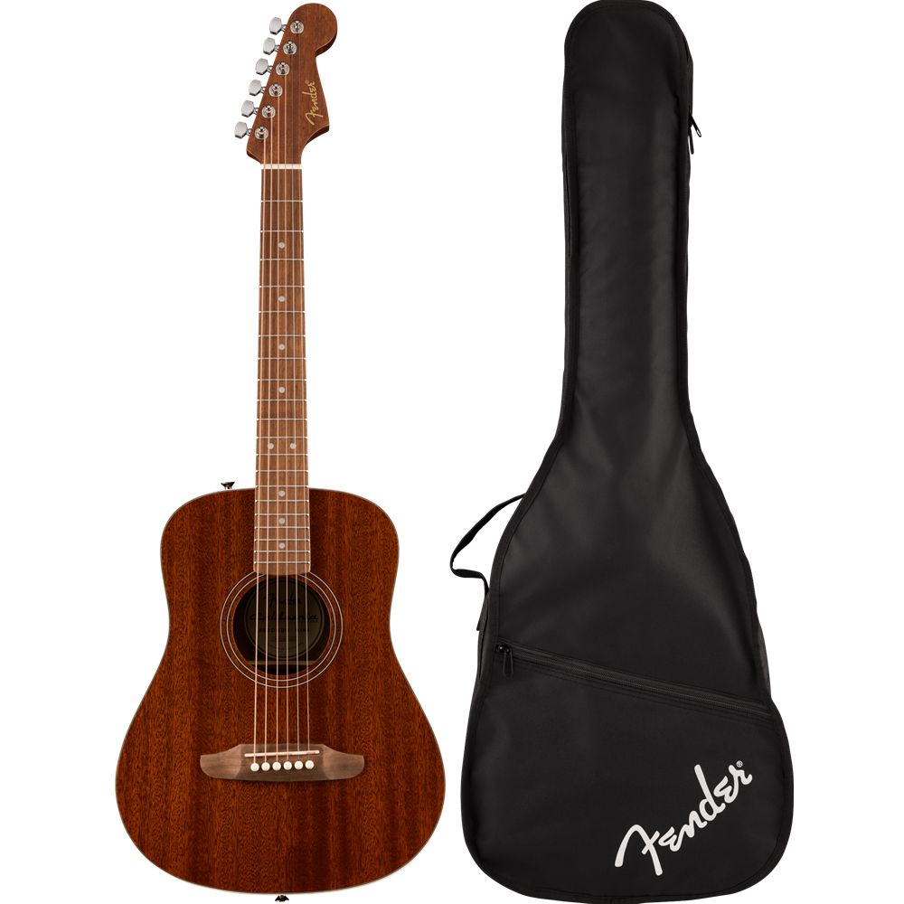 Fender 0974103121 California Standard Redondo Mini with Bag, Sapele Top, Natural Sapele w/Gig Bag