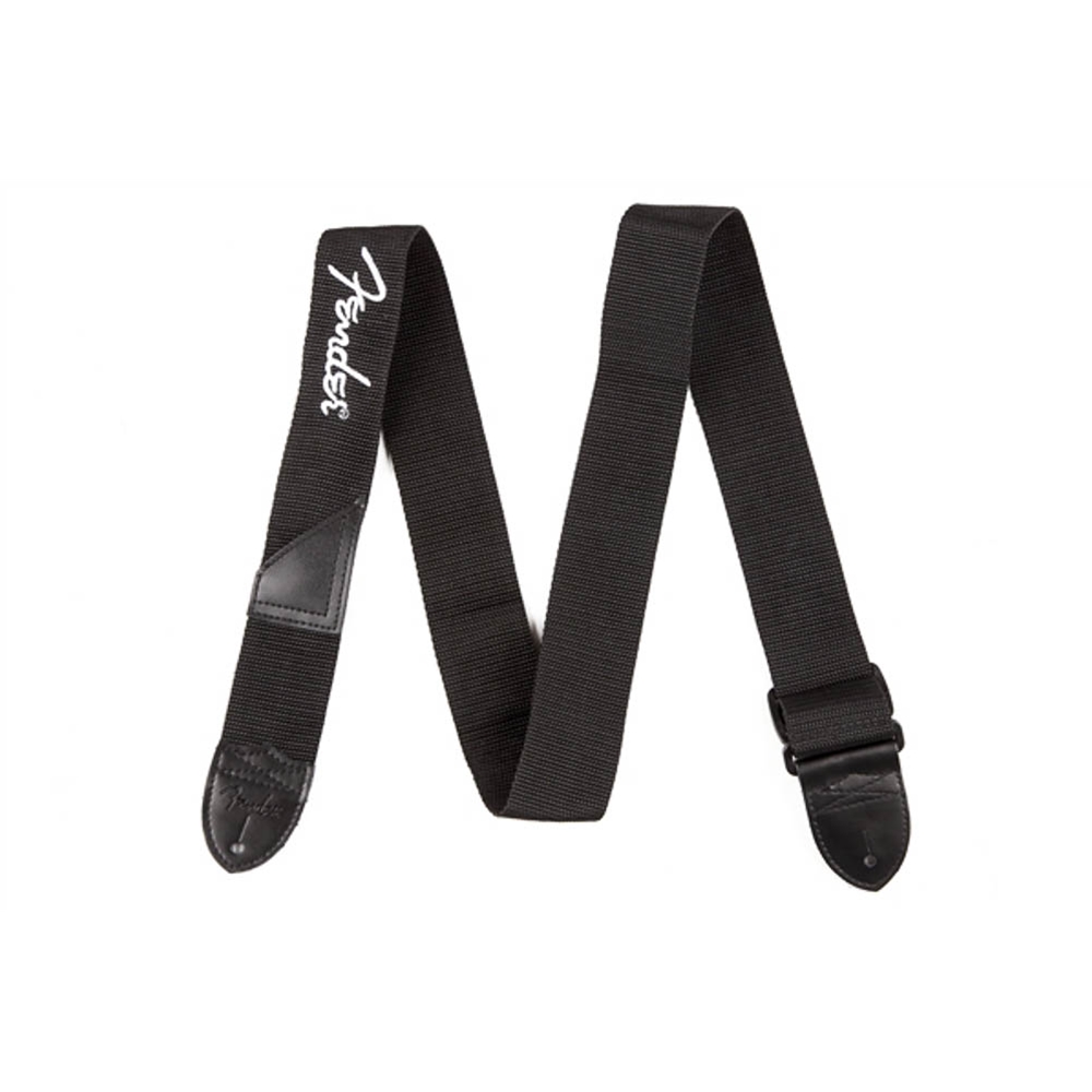 0990662080 Fender® Logo Guitar Strap - Black/White Logo - 2"