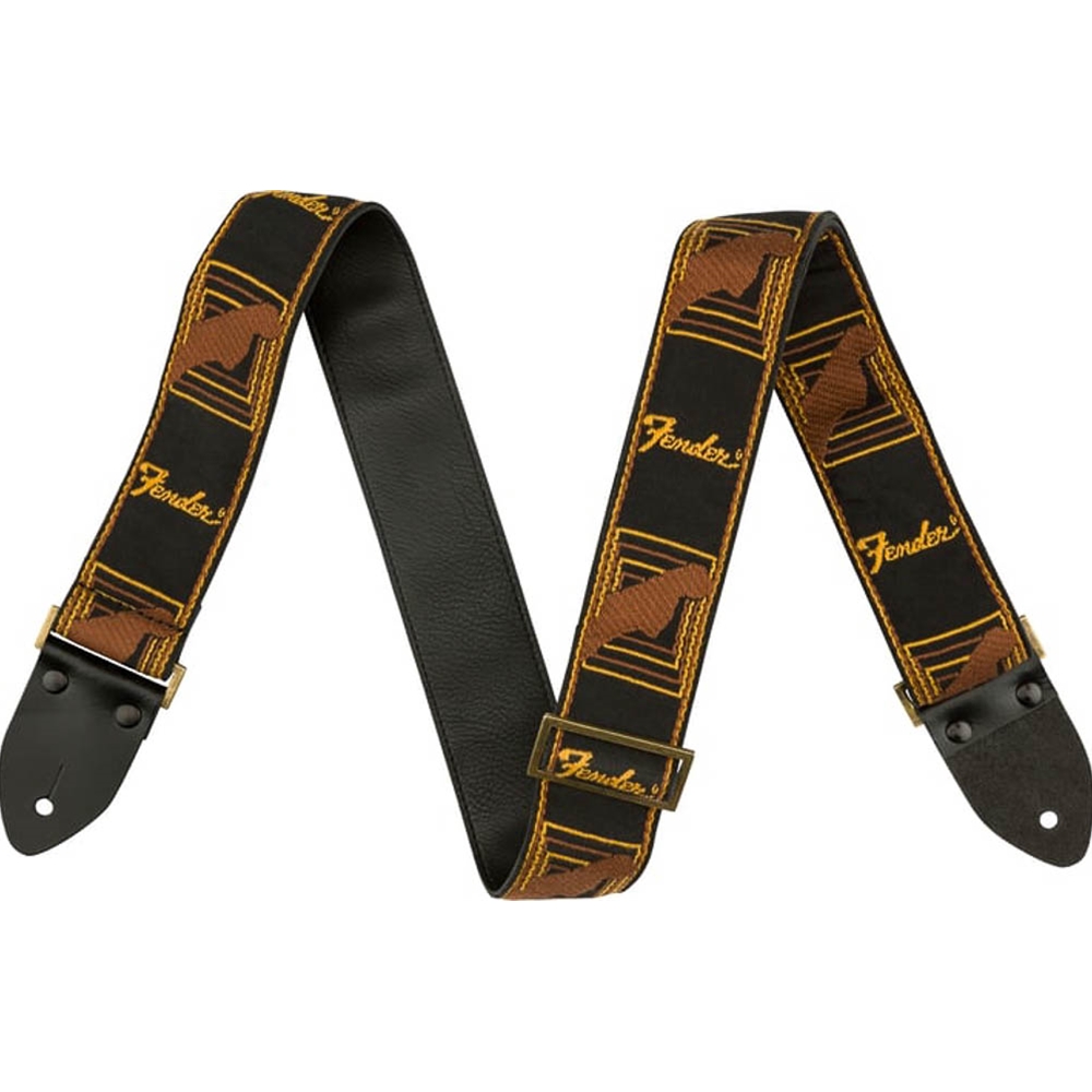 Fender 0990680003 Legacy Vintage Monogram Guitar Strap - Black/Yellow & Brown - 2"