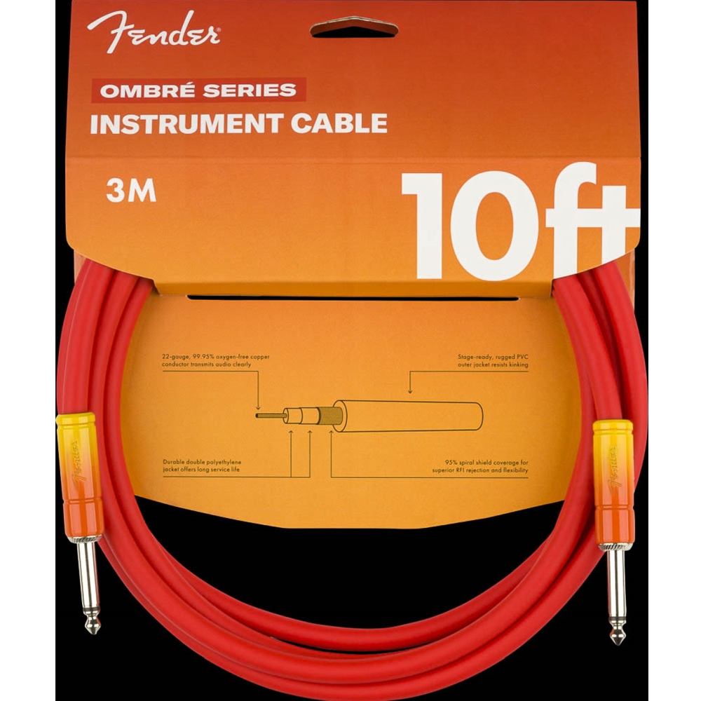 Fender 0990810200 Ombré Instrument Cable - Straight/Straight - 10' - Tequila Sunrise