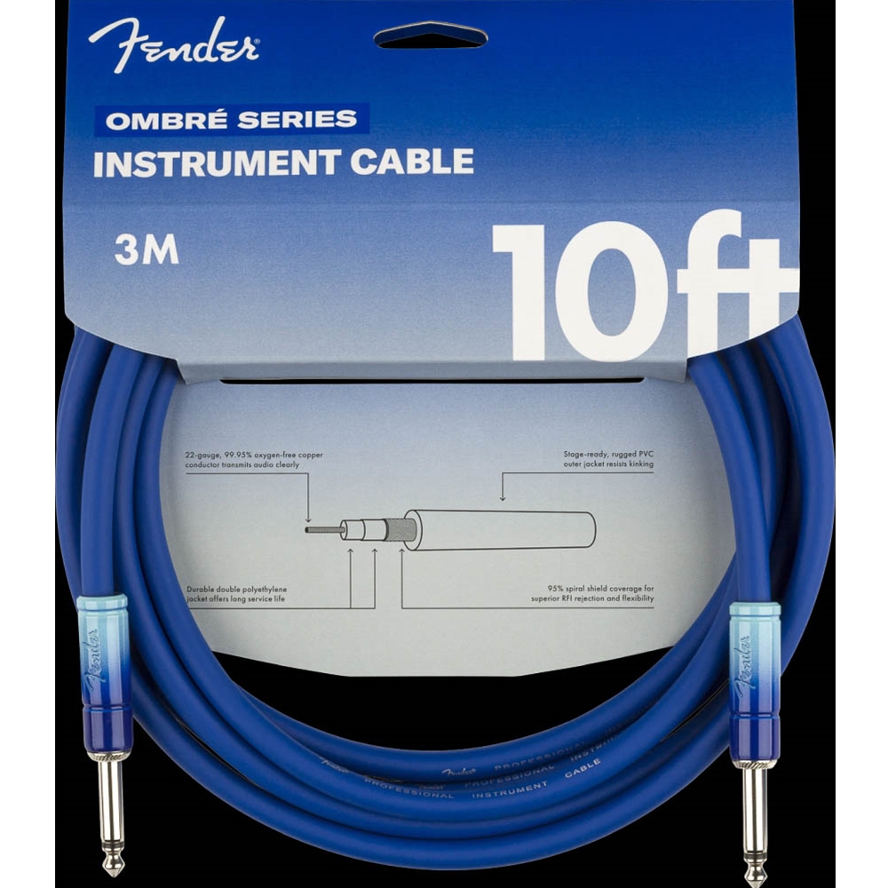 Fender 0990810210 Ombré Instrument Cable - Straight/Straight - 10' - Belair Blue