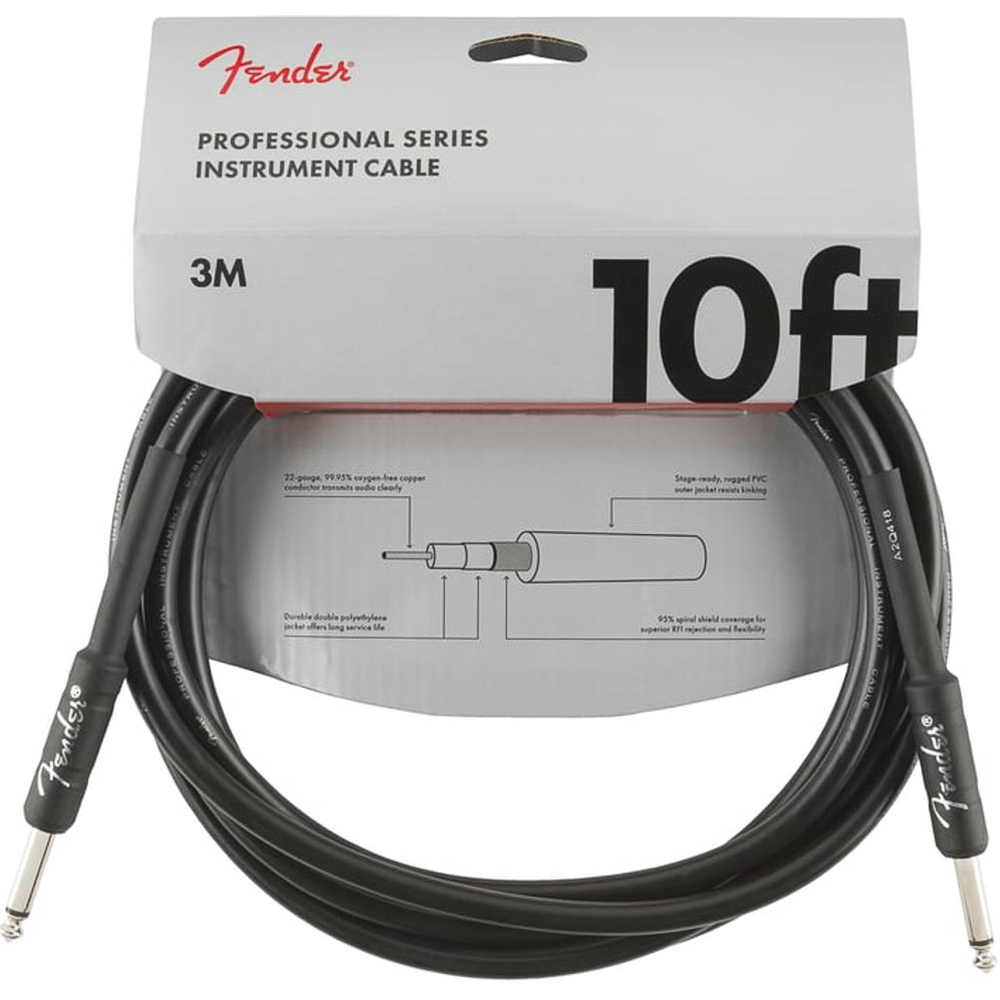 Fender 0990820024 Professional Series Instrument Cable - Straight/Straight - 10' - Black