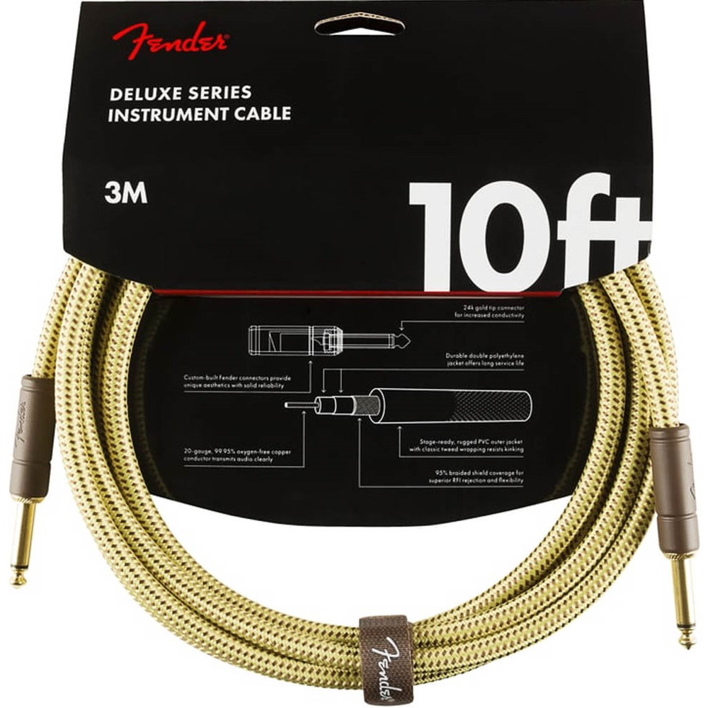 Fender 0990820089 Deluxe Series Instrument Cable - Straight/Straight - 10' - Tweed