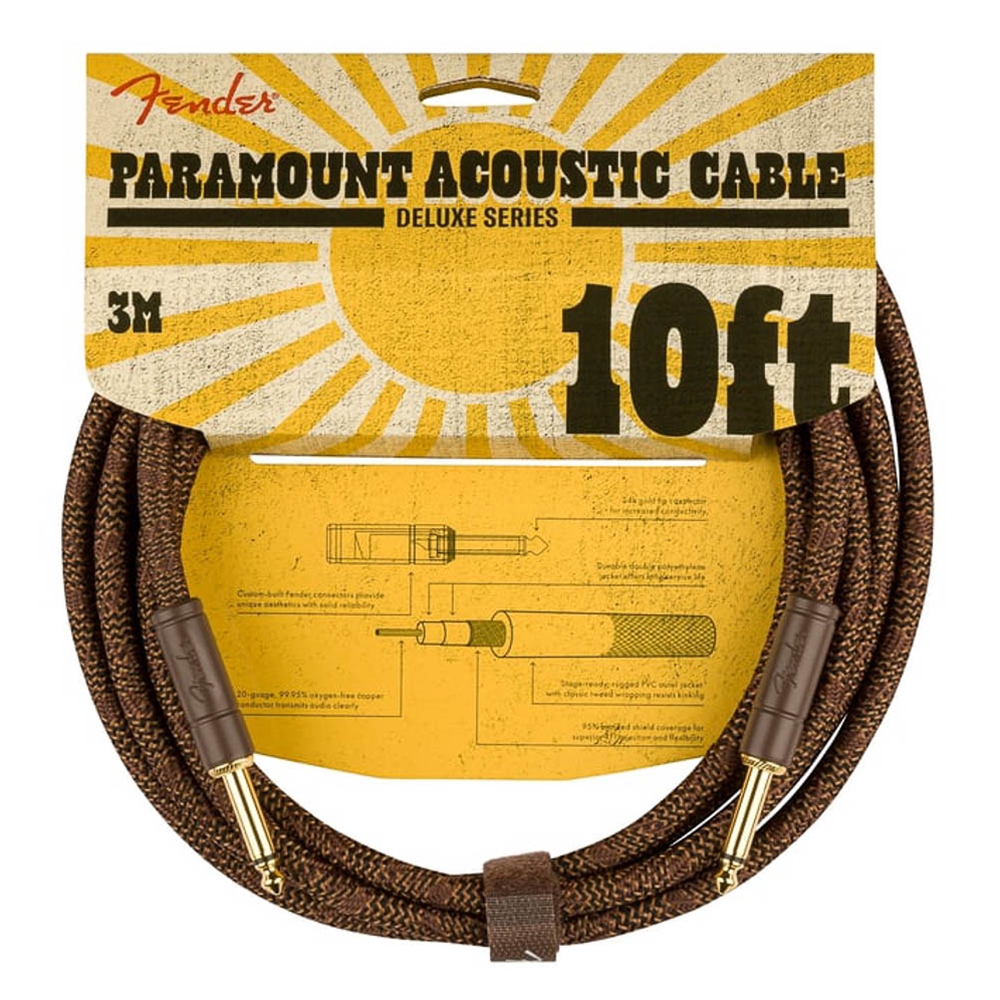 Fender 0990910007 Paramount 10' Acoustic Instrument Cable - Brown