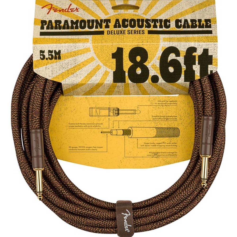 Fender 0990918007 Paramount 18.6' Acoustic Instrument Cable - Brown