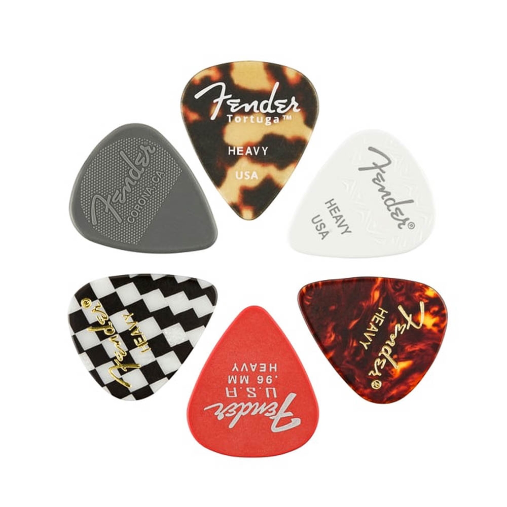 Fender 1980100500 351 Shape Picks - Material Medley - Heavy - 6 Pack