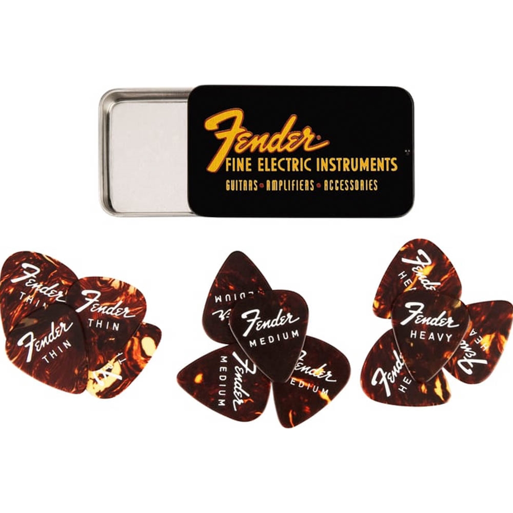 1980351010 Fender® Fine Electric Pick Tin - 12 Pack