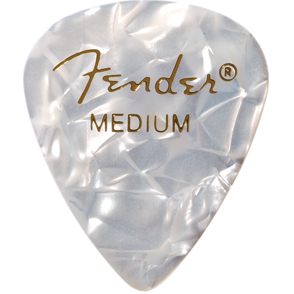 Fender 1980351805 Premium Celluloid 351 Shape Guitar Picks - Medium - White Moto - 12-Pack
