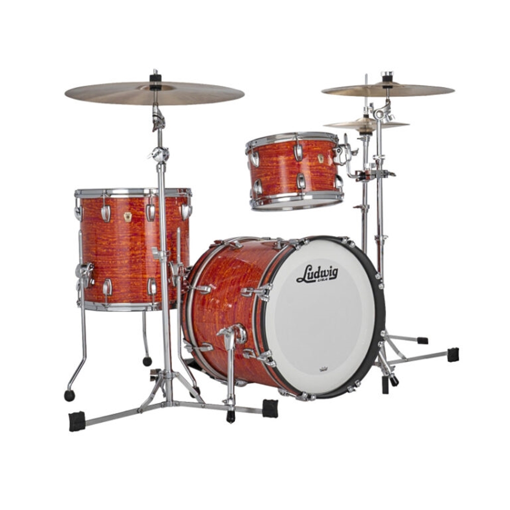 Ludwig L84823AX51 Jazzette Classic Maple 3-piece Shell Pack with 12" Rack Tom, 14" Floor Tom, 18" Bass Drum, Mod Orange