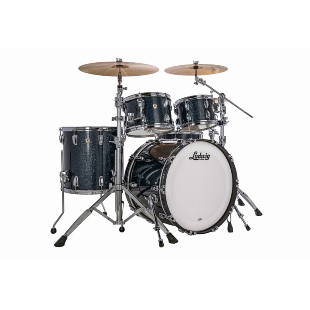 Ludwig L86204AXH1 Classic Maple Studio 4-piece Shell Pack, Hybrid Black Sparkle