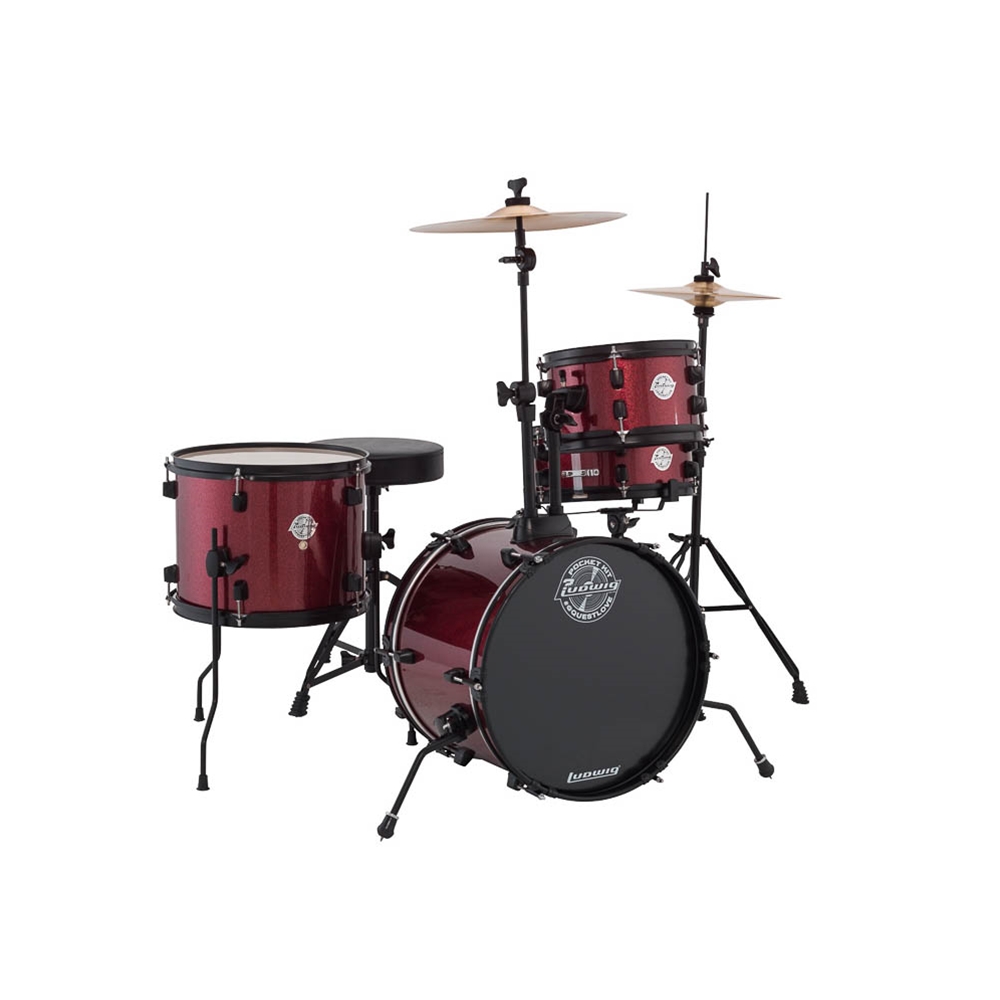 Ludwig LC178X025 Pocket Kit Complete Drum Set, Wine Red Sparkle