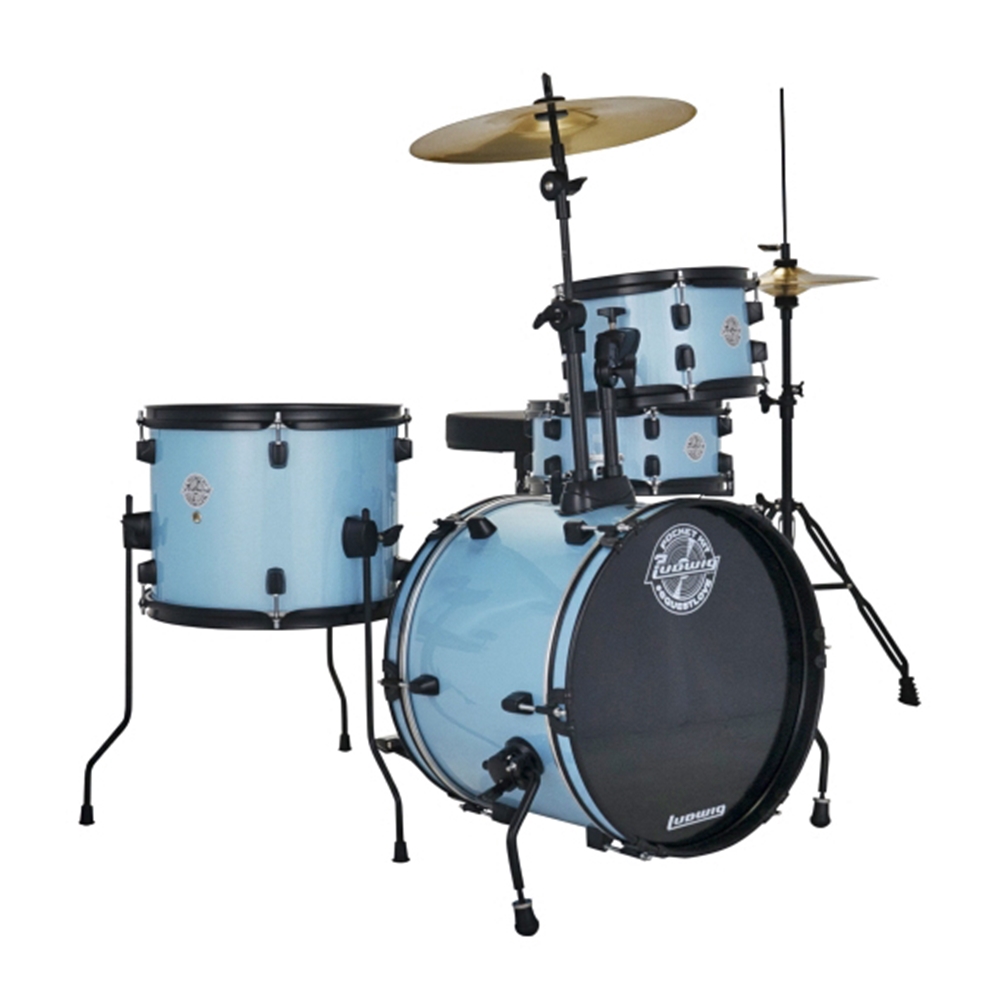 Ludwig LC178X0C8 Pocket Kit Complete Drum Set, Crystal Blue Sparkle