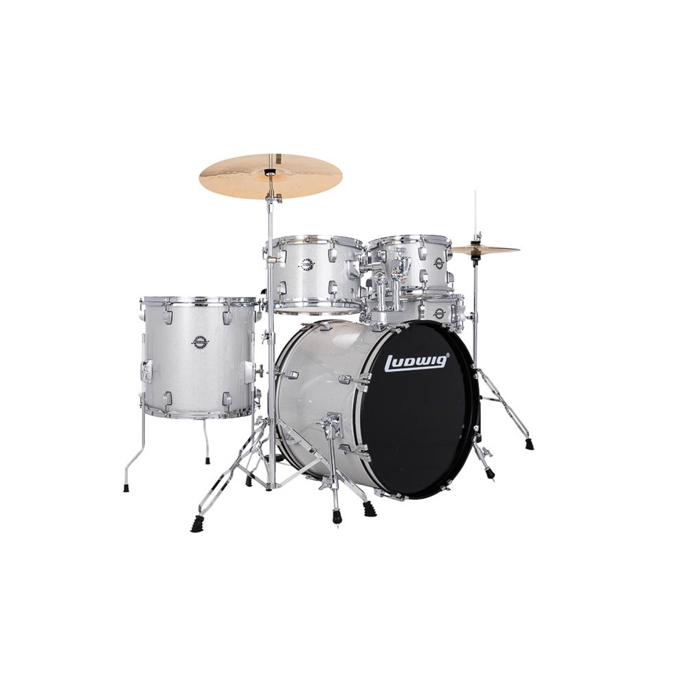 Ludwig LC19015 Accent Fuse 5-Piece Complete Drum Set, Silver Sparkle