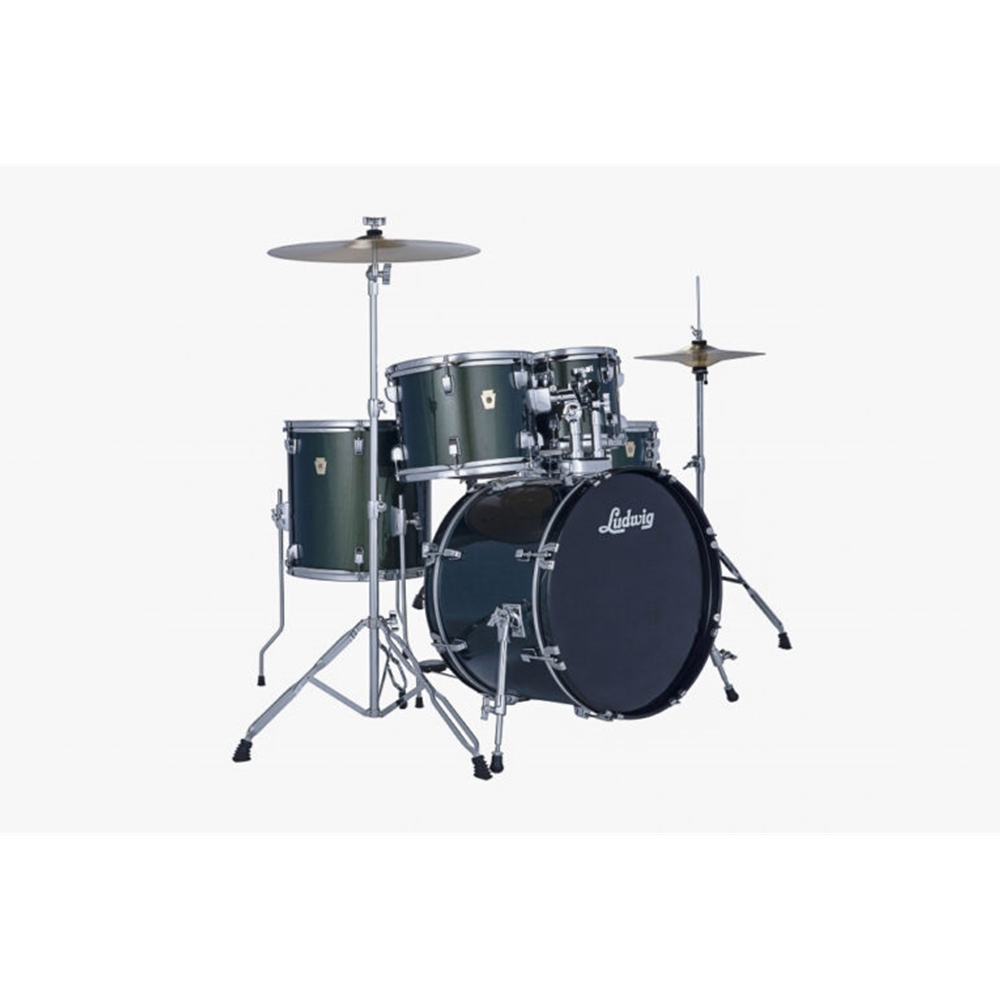 Ludwig LC190C5 Accent Fuse 5-Piece Complete Drum Set, Jade Dust