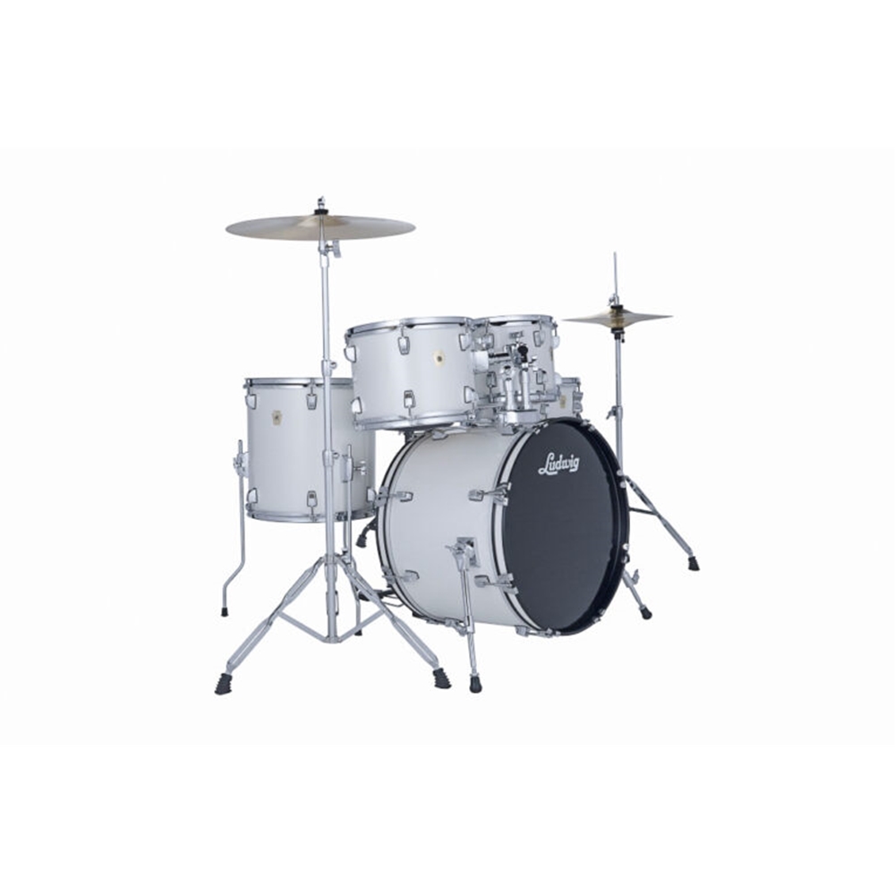 Ludwig LC190C7 Accent Fuse 5-Piece Complete Drum Set, Snow Dust